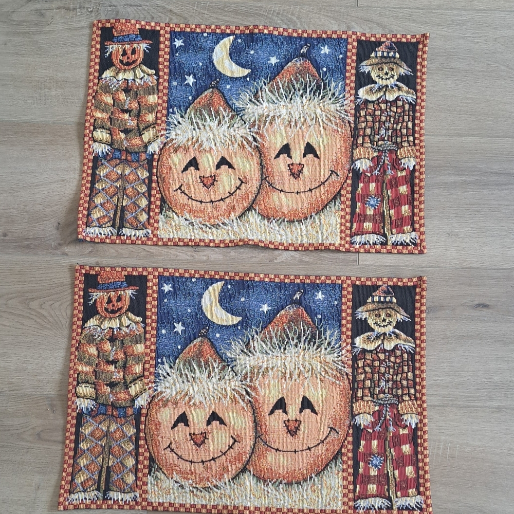 Vintage 90s Halloween Placemats, Set Of Two.